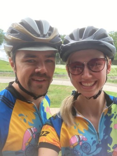 Hannah and fianc&eacute; Aaron biking the La Crosse River State Trail.